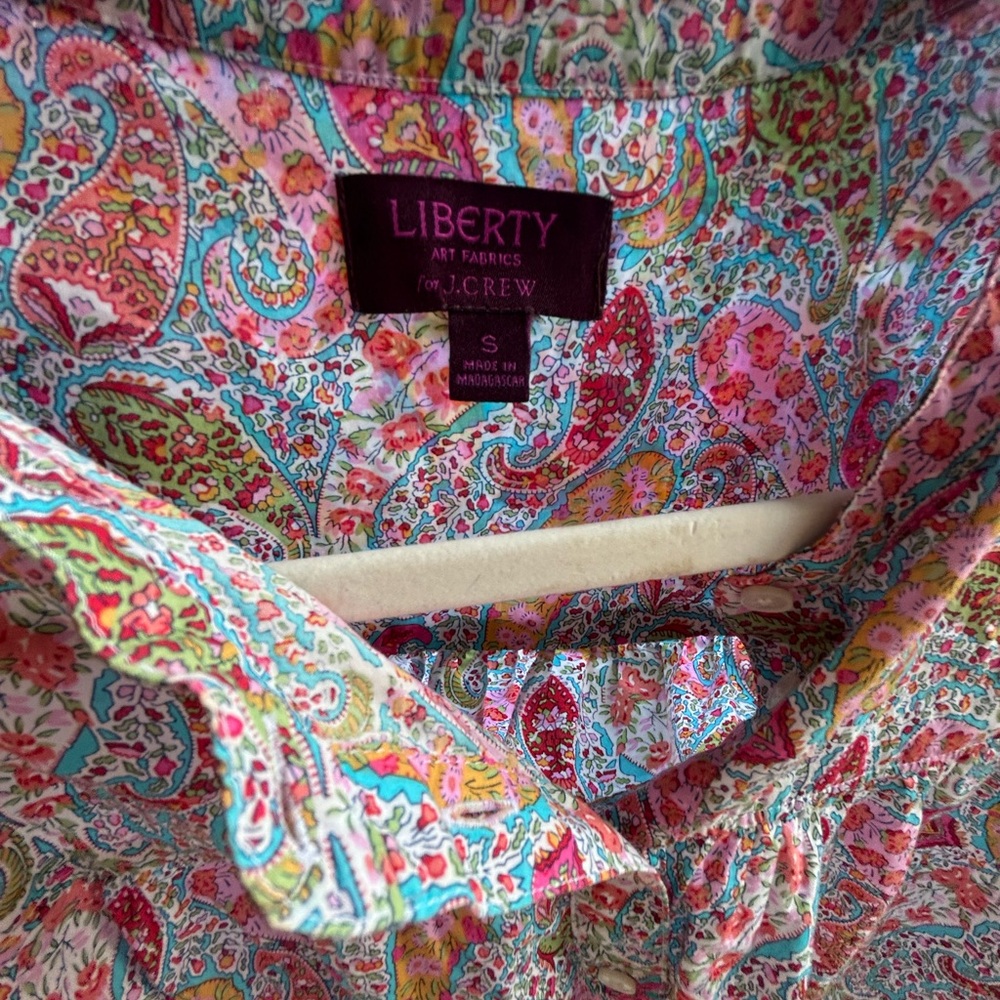 LIKE NEW- Liberty Art for J.Crew Multicolor Paisley Button Down Summer Blouse - Picture 8 of 10